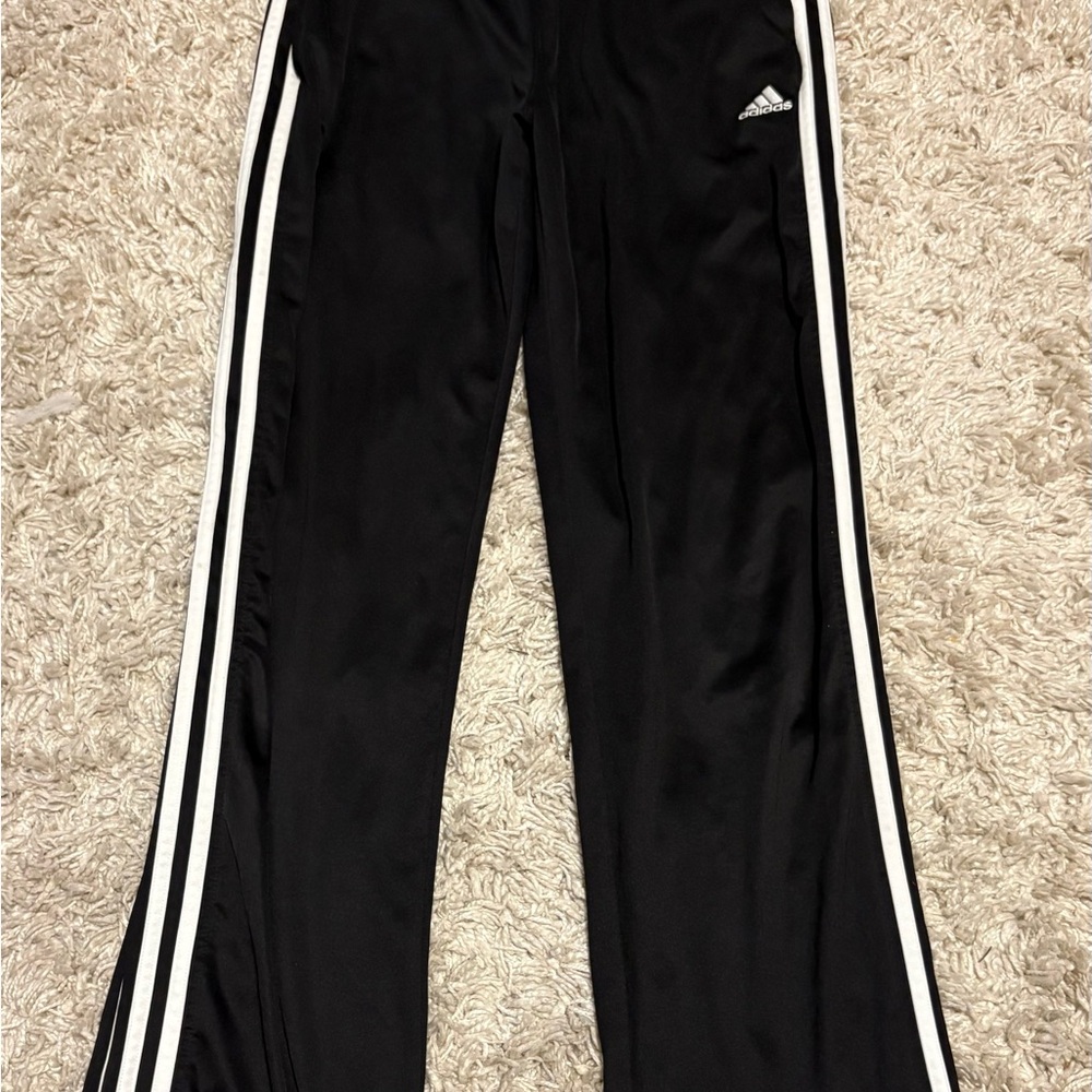 Adidas Black & White Sweatpants with Signature Stripes, unlined, size small, EUC